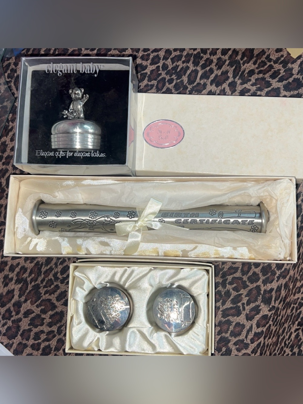 It’s a girl Silver Baby Keepsake Set - birth Certificate Tube